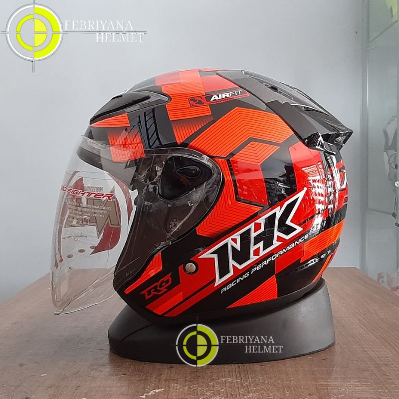 Jual HELM HALF FACE NHK R6 CUBE BLACK RED | Shopee Indonesia