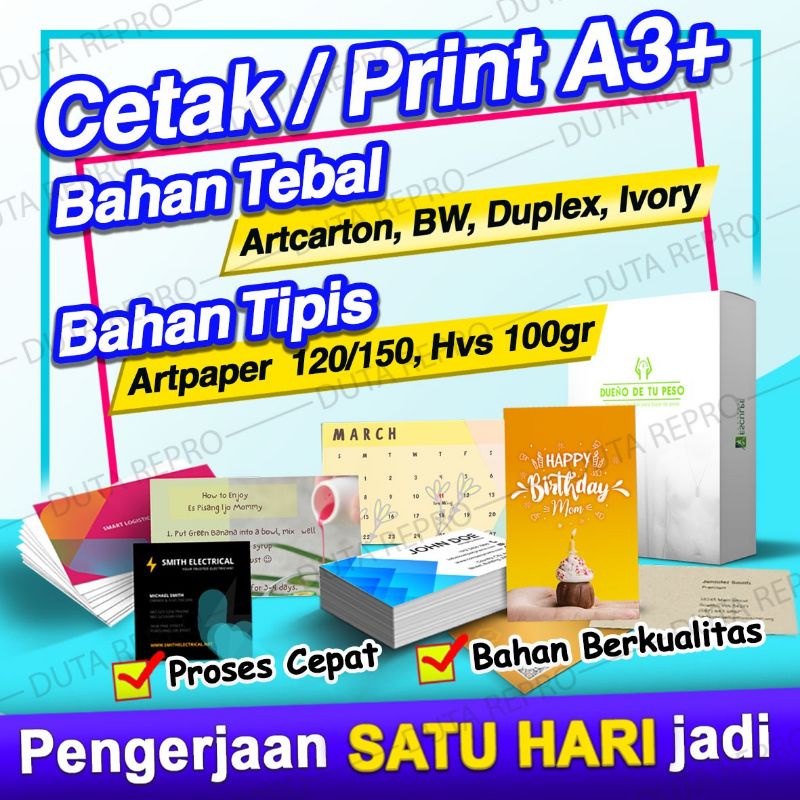 Jual Cetak / Print A3+ Bahan Tebal (Artcarton, BW, Ivory, Duplex) Dan ...