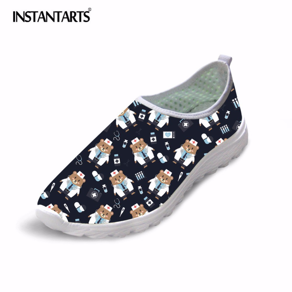 Jual Free Ongkir Instantarts Cartoon Bear Doctor Printed Women Flat