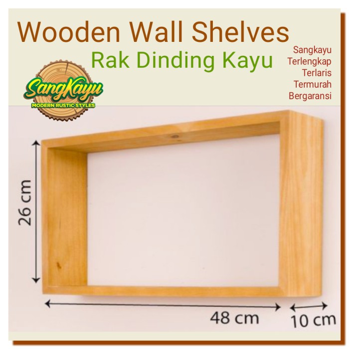 Jual SangKayu Rak Dinding Kayu 48x26x10 cm Wooden Rack Shelves Rak ...