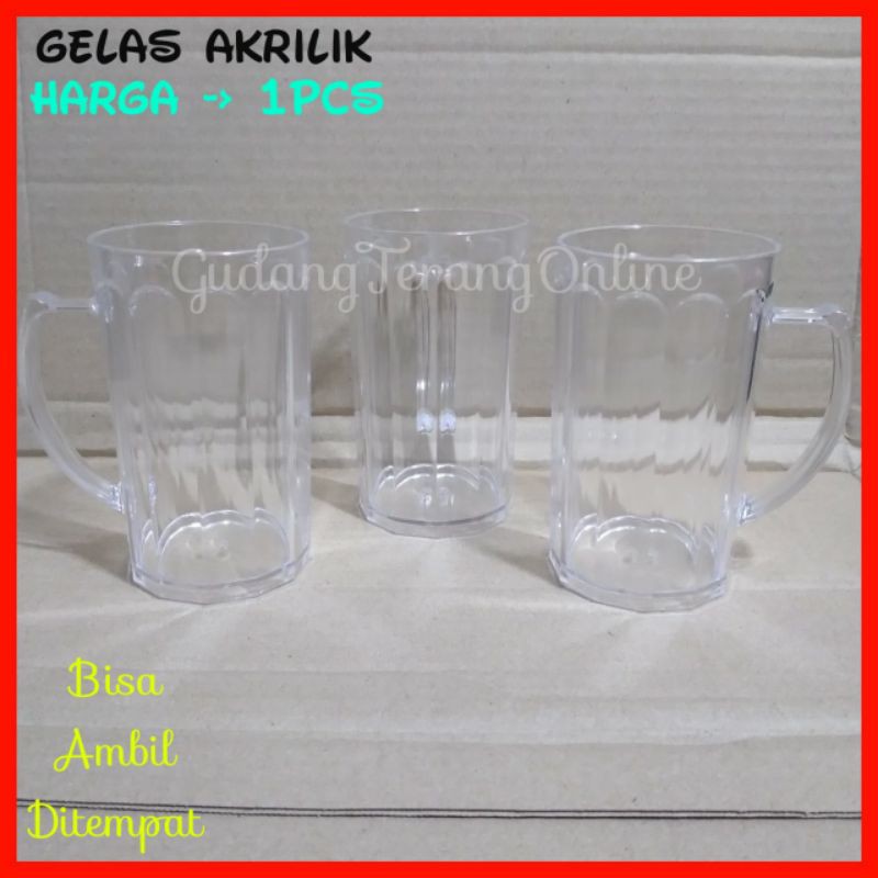 Jual Gelas Akrilik Acrylic Bening Mika Cangkir Gagang Bir Beer Shopee Indonesia 2041