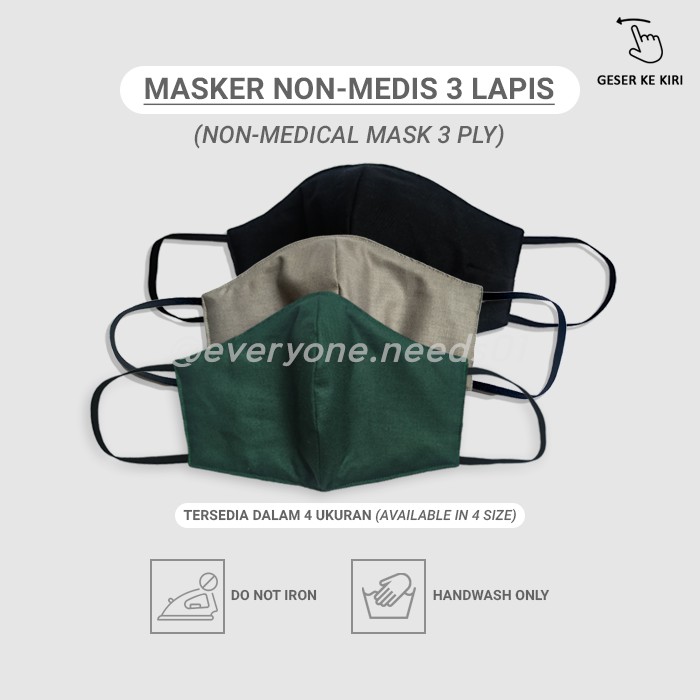 Jual Masker Polos Kain Dewasa Dan Anak Earloop Dan Hijab 3 Lapis (3 Ply ...