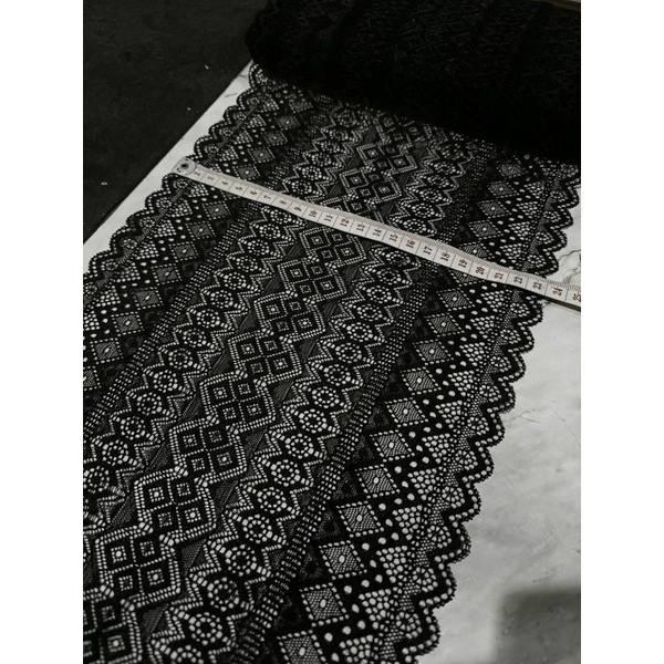 Jual Renda Stretch hitam motif cantik (per25cm) | Shopee Indonesia