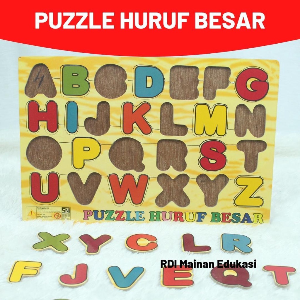 Jual Mainan Edukasi Anak Puzzle Kayu Abjad ALPHABET Huruf Besar ...