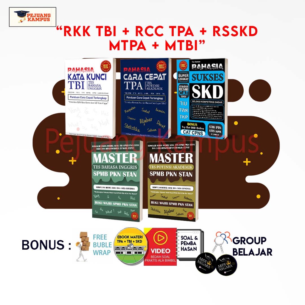 Jual ORIGINAL PAKET 5 BUKU ( TPA, TBI, SKD, MASTER TPA, MASTER TBI ...