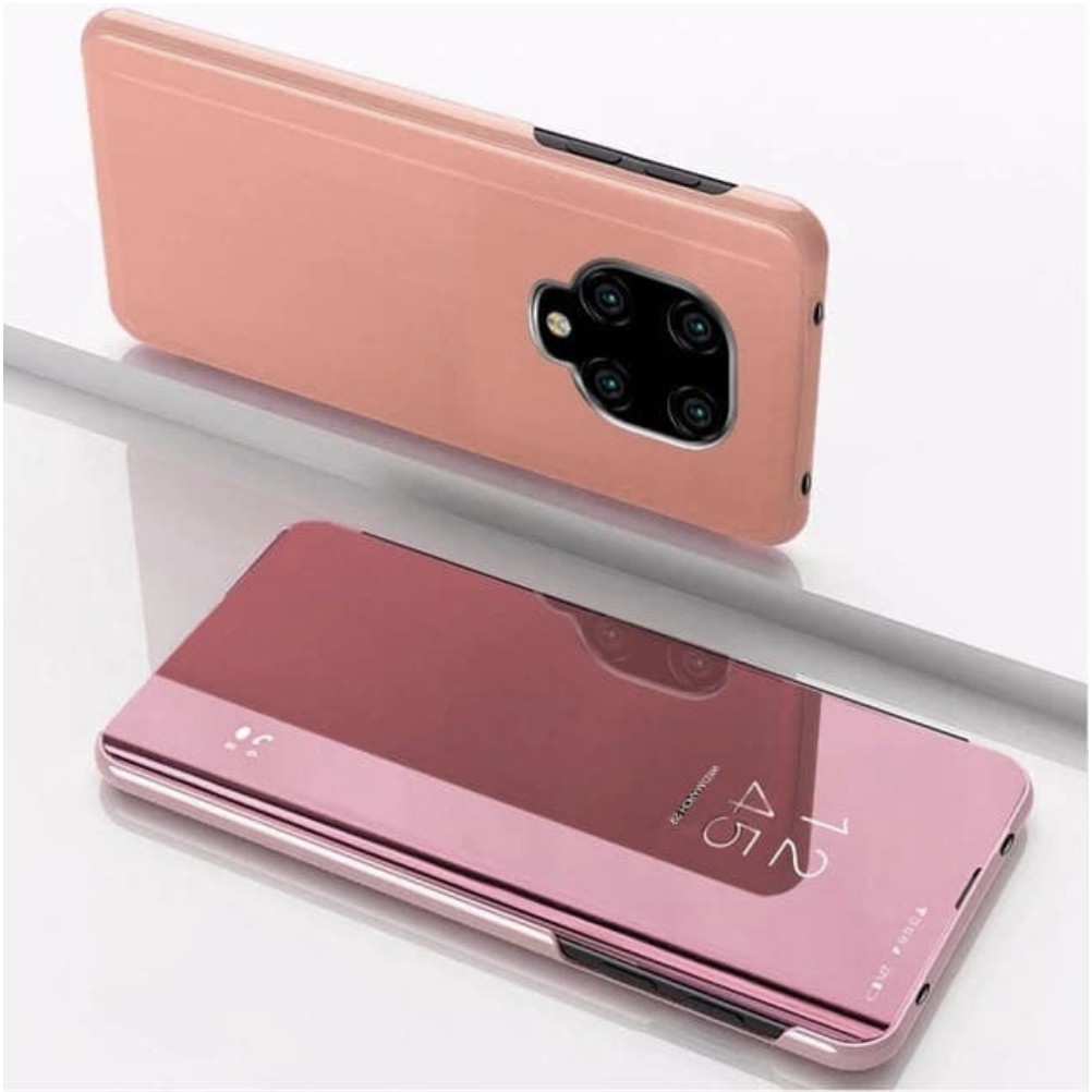Custodia A Libro Con Specchio E Supporto Per Realme 9 Pro – Cover Flip Con Finestra Smart, Placcatura Oro Rosa, Protezione 360°