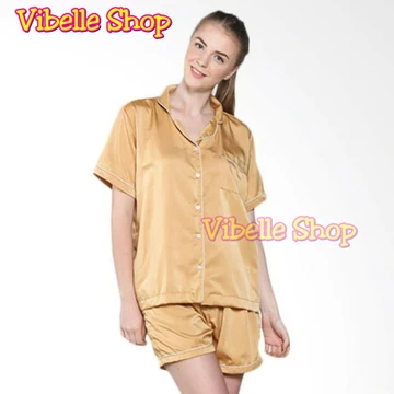 SATIN34 Satin Silky Velvet Premium Vibelle Shop Grosir Baju Tidur 3 4 Piyama Fashion