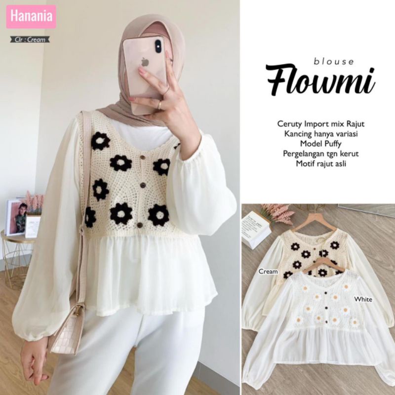Jual Flowmi Korean Blouse By Hanania | Shopee Indonesia