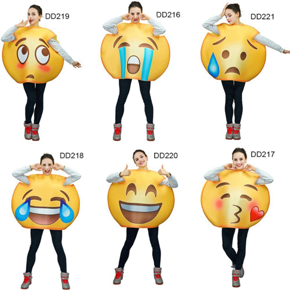 Jual Gratis Ongkir Unisex Funny Emoji Costumes Face Series Jumpsuit Cartoon Cosplay Emoji