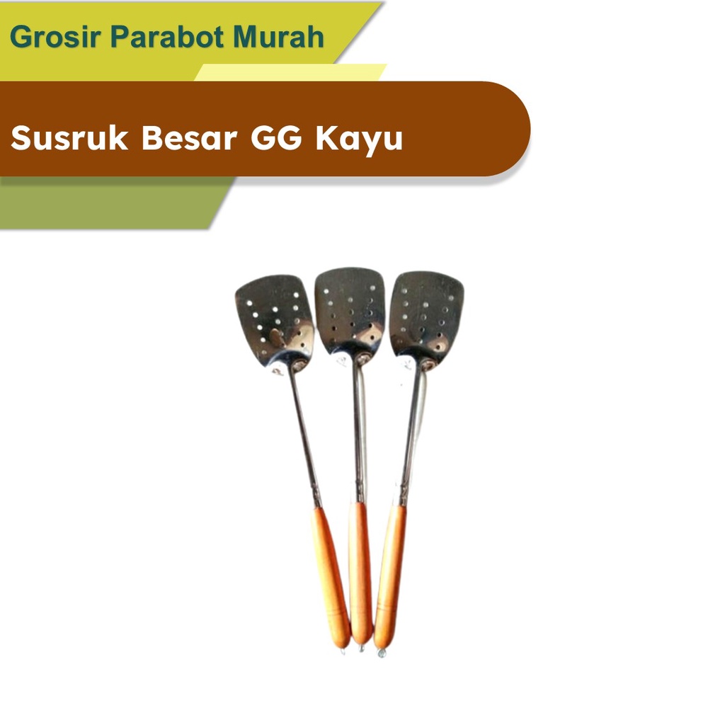 Jual SUSRUK LUBANG BESAR GAGANG KAYU SUSRUK/SPATULA GAGANG KAYU MURAH