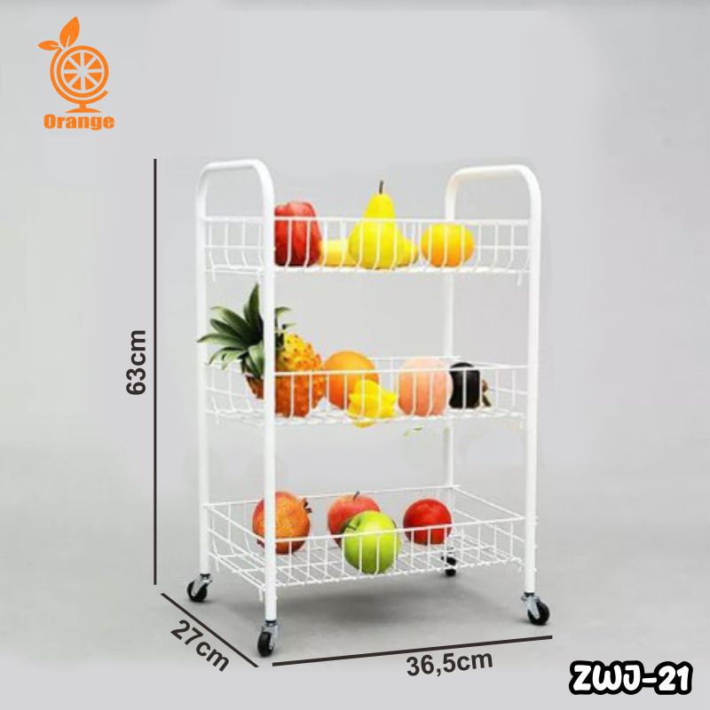 Jual Rak 3 Susun Roda Penyimpanan Serbaguna Ruang Tamu Tingkat Putih ...
