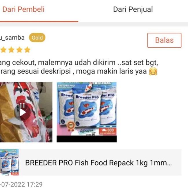 Jual 【rPX】 BREEDER PRO Fish Food Repack 1kg 1mm 2mm 5mm pakan koi ikan ...