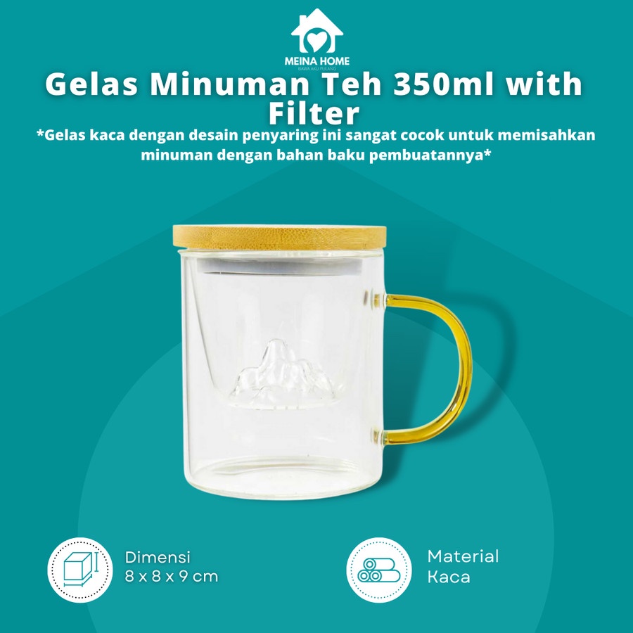 Jual Gelas Cangkir Teh With Filter Gelas Tea Kopi Dengan Saringan 350ml Shopee Indonesia 0357