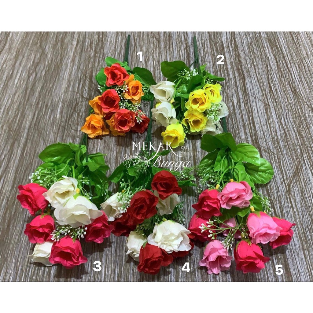 Jual (M 21-R267) Bunga Artifiisial Rose Bunch X9 Dekorasi Pelaminan ...