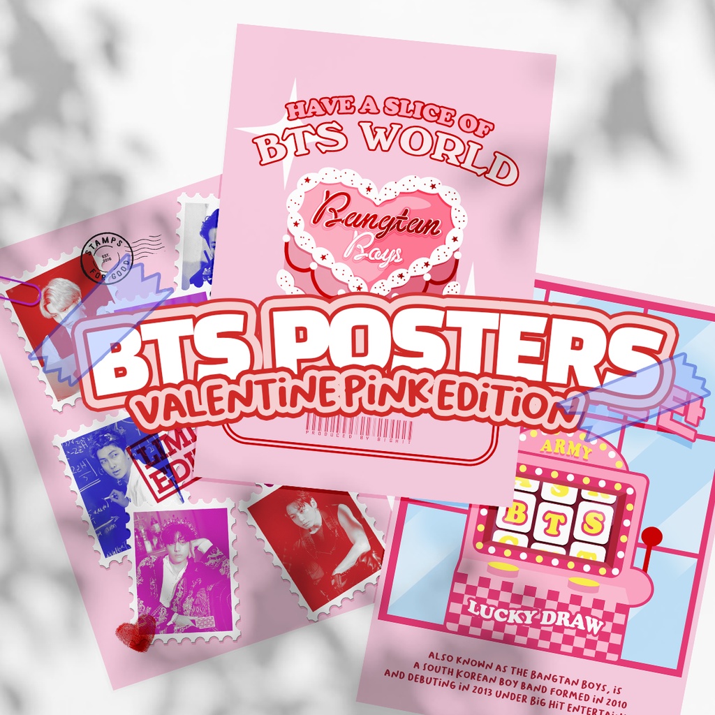 Jual BTS artprint/poster valentine pink edition ukuran A4 & A5 | Shopee ...