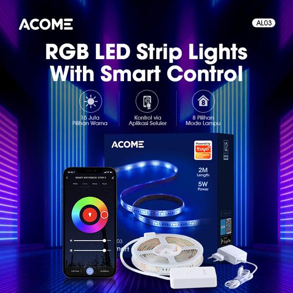 Jual ACOME AL03 SMART COLORFUL LED STRIP LAMPU 2M RGB GARANSI RESMI ...