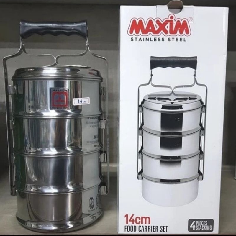 Jual Rantang food carrier set 4 susun (MAXIM) 14 cm dan 16cm | Shopee ...