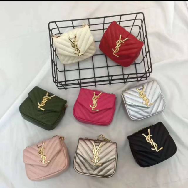 ❈(LOLI-JKT) TS-29 TAS ANAK CEWEK IMPORT YSL TAS ANAK BAHAN LEMBUT MUTIARA  PITA♕