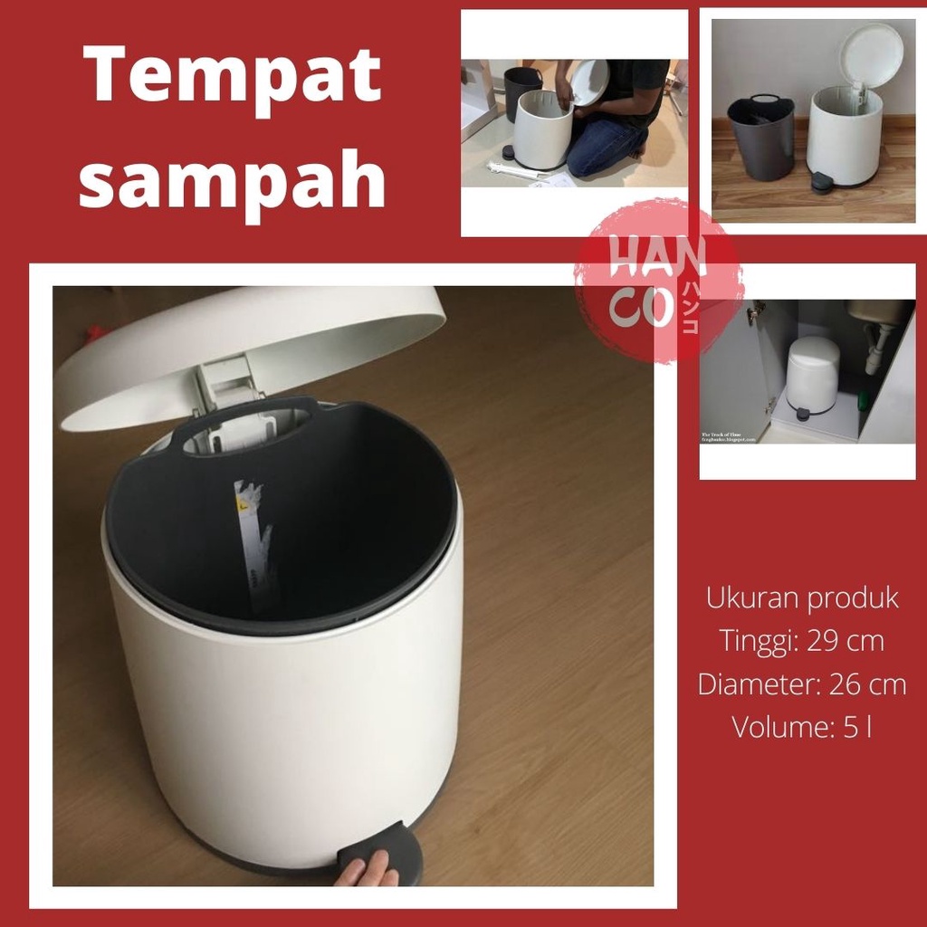 Jual Hanco Snapp Tempat Sampah Berpedal Tong Sampah Putih Volume 5l