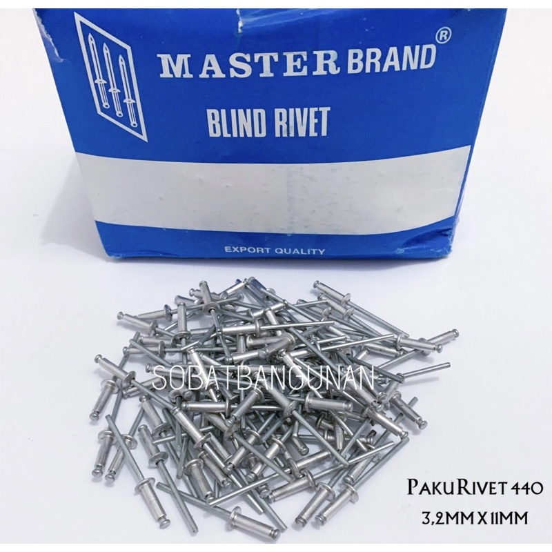 Jual PAKU RIVET RIFET RIPET 100PCS - MASTER BRAND 440 3.2MM x 11MM ...