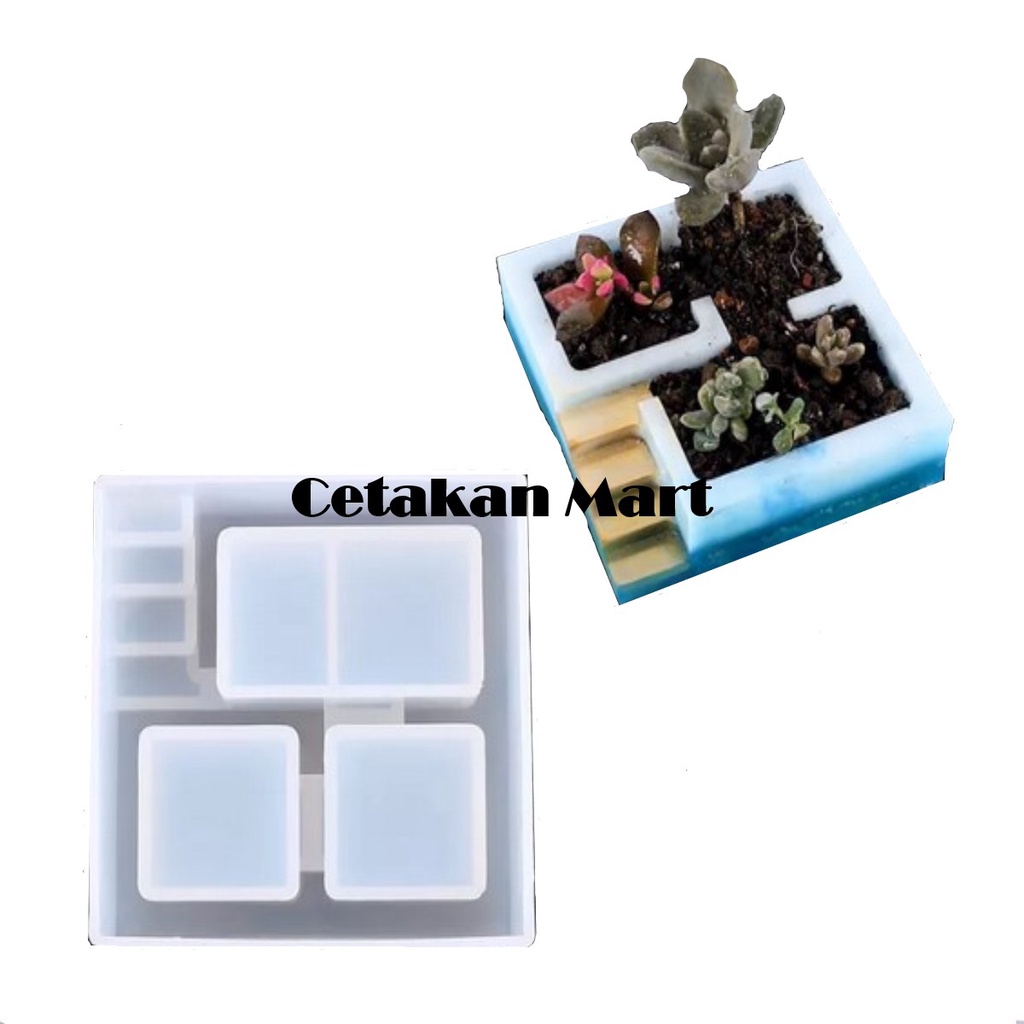 Jual CM Cetakan Silikon Resin Epoxy Craft DIY Flower Pot Tangga Persegi ...