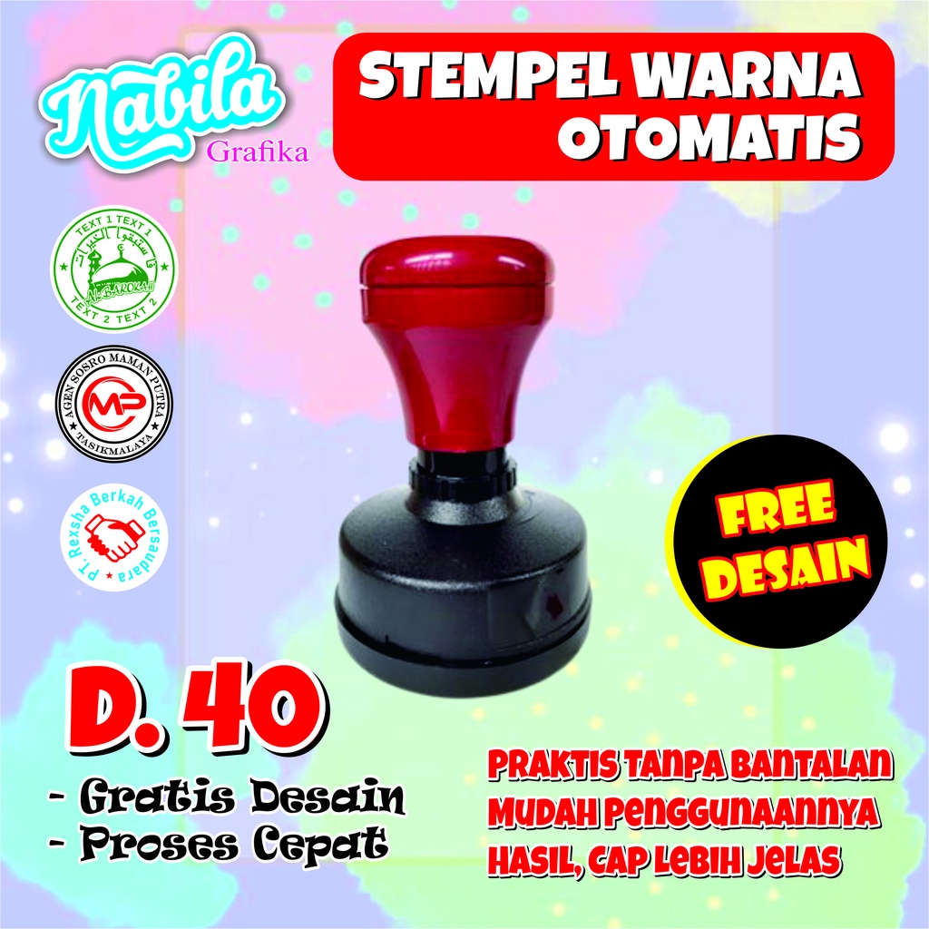 Jual Stempel Custom Ukuran D40 Stempel Lunas Stempel Nama Stempel Nama Toko Cap 1182