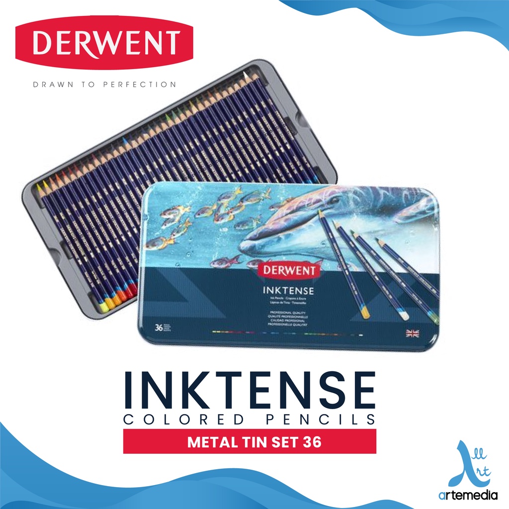 Derwent Inktense Pencil Tin Set, 36 Colors