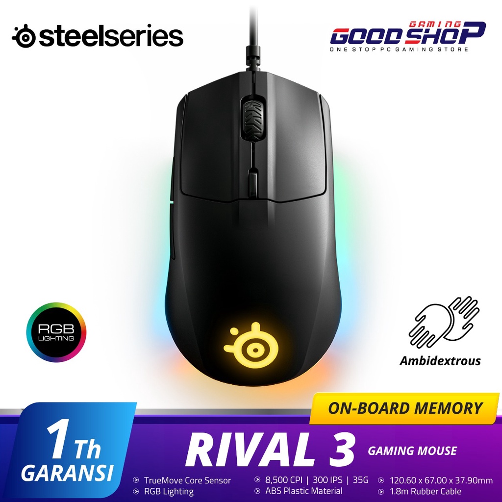 Jual Steelseries Rival 3 RGB Gen 2 TrueMove Air Optical Sensor 18K DPI ...