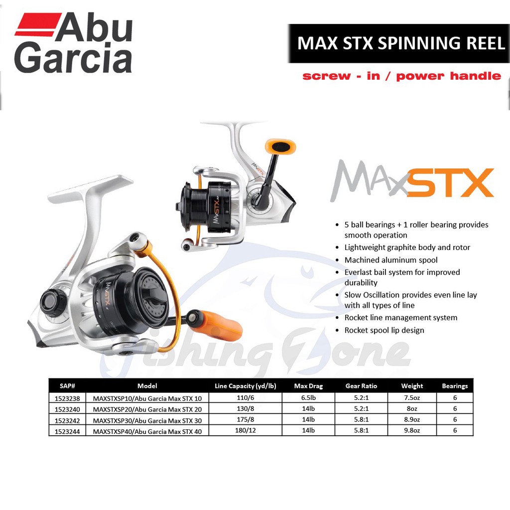 Abu Garcia Max STX 1000 2000 3000 4000 Spinning Fishing Reel 5+1BB 5.2:1