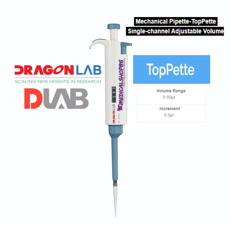 Jual Micropipette Adjustable Volume 5-50ul Single Channel, Toppette ...