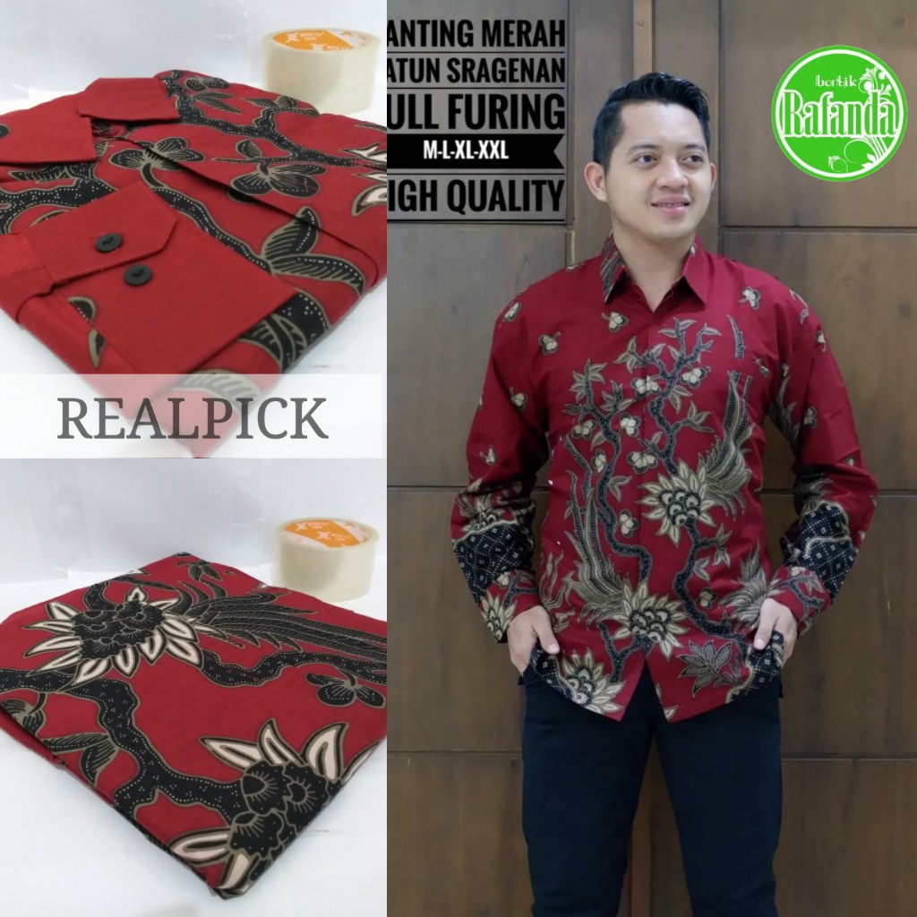 Jual BATIK COUPLE ANAK RANTING MERAH MARON kemeja batik pria lengan ...