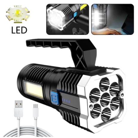 Jual Seven 7 LED High Power LED Senter 7 LED USB Charge Portable SE175 ...