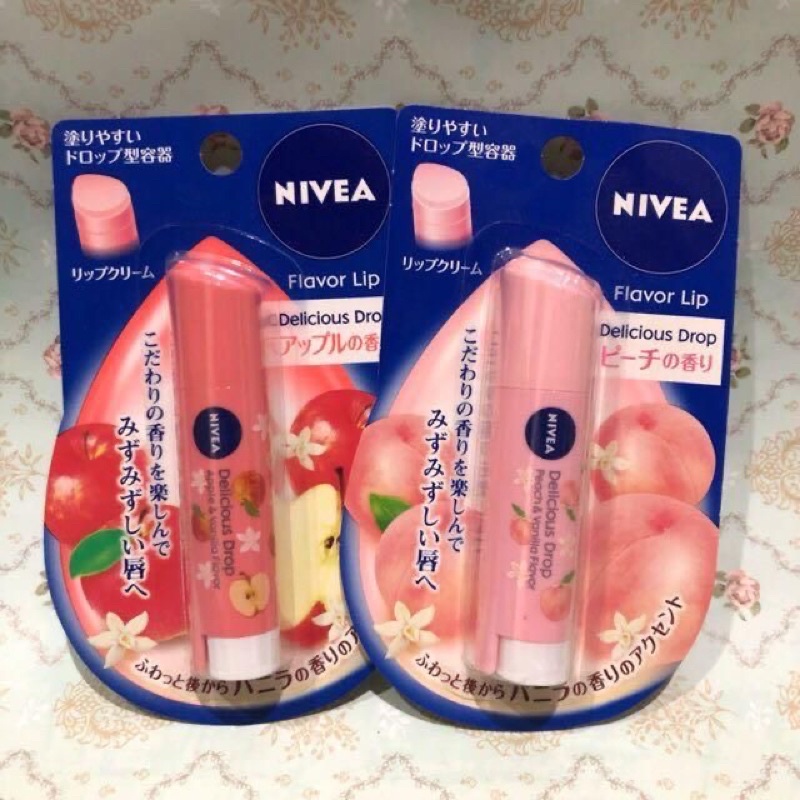 Jual Nivea Flavor Delicious Drop Peach Apple Lip Balm Japan Shopee