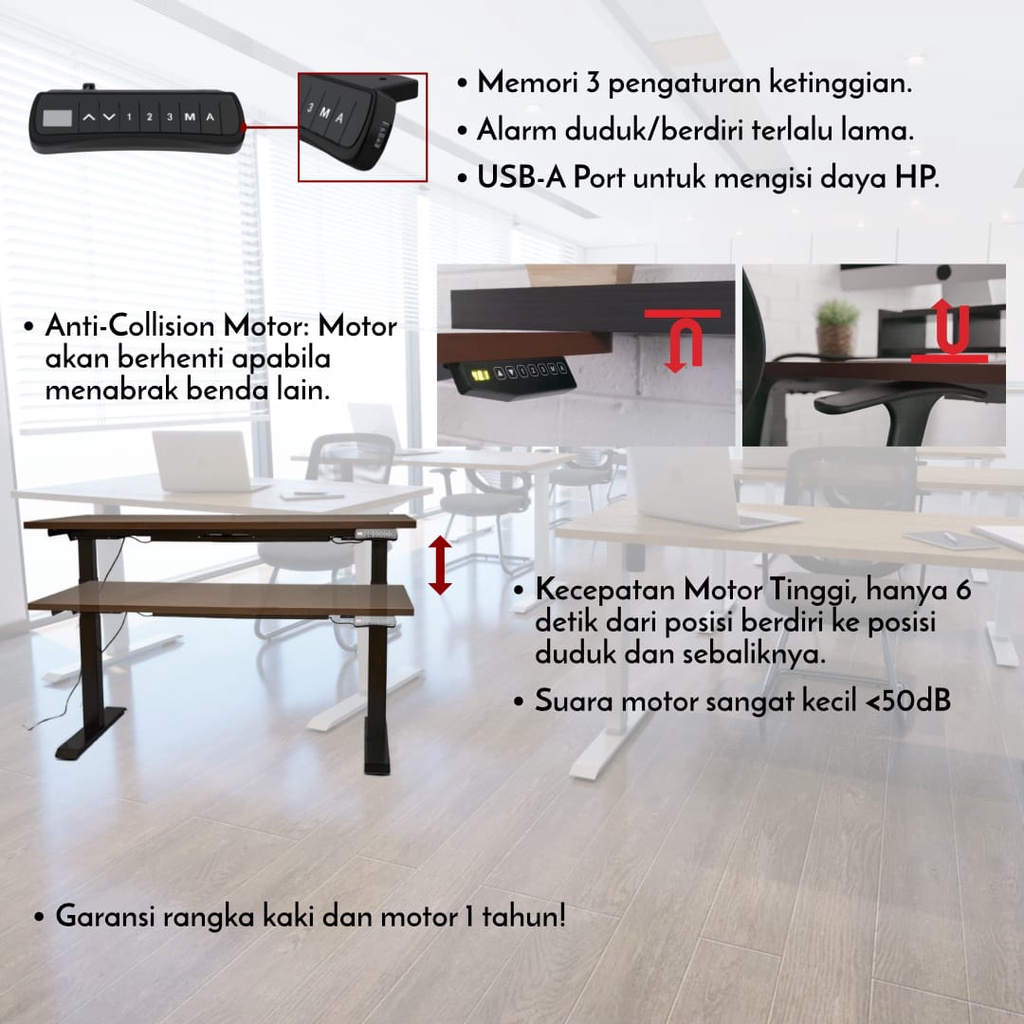 Jual Meja Naik Turun Meja Otomatis Dual Motor Adjustable Desk Meja ...