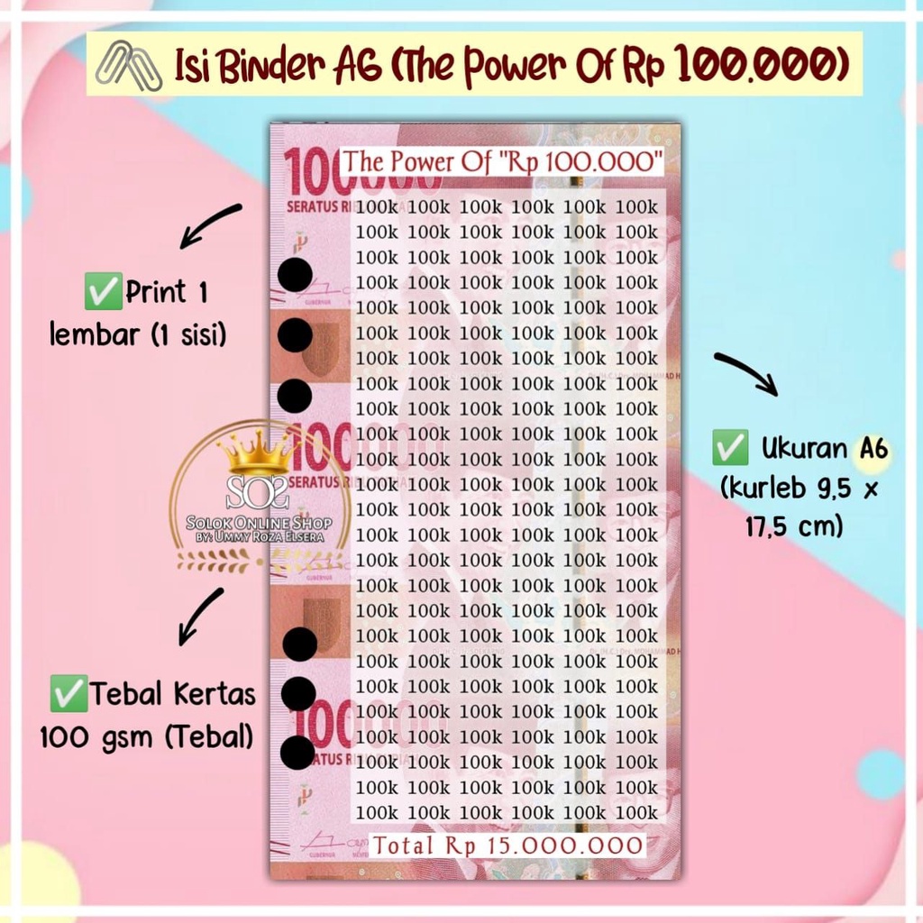 Jual The Power Of 100 ribu | Kertas Binder A6 | Shopee Indonesia
