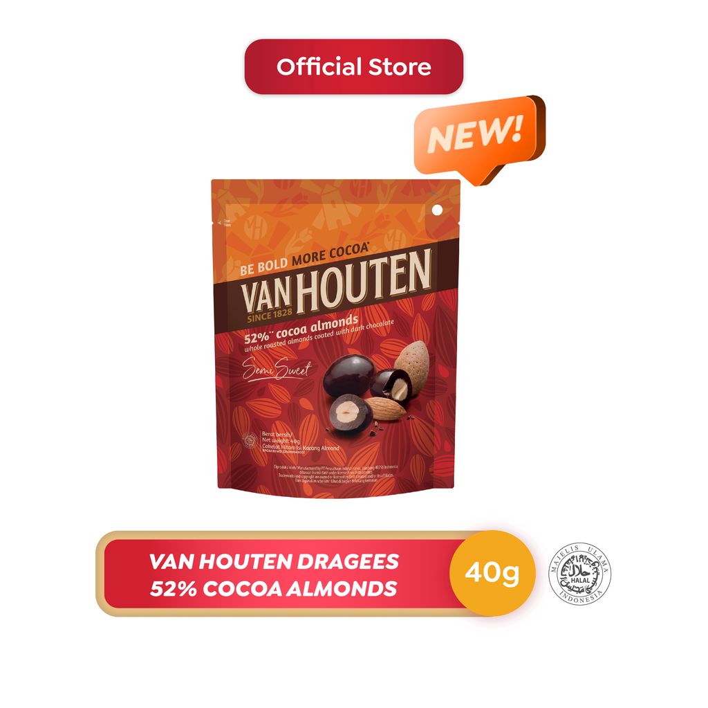 Jual Van Houten Dragees 52% Cocoa Almonds Dragees 40 g | Shopee Indonesia