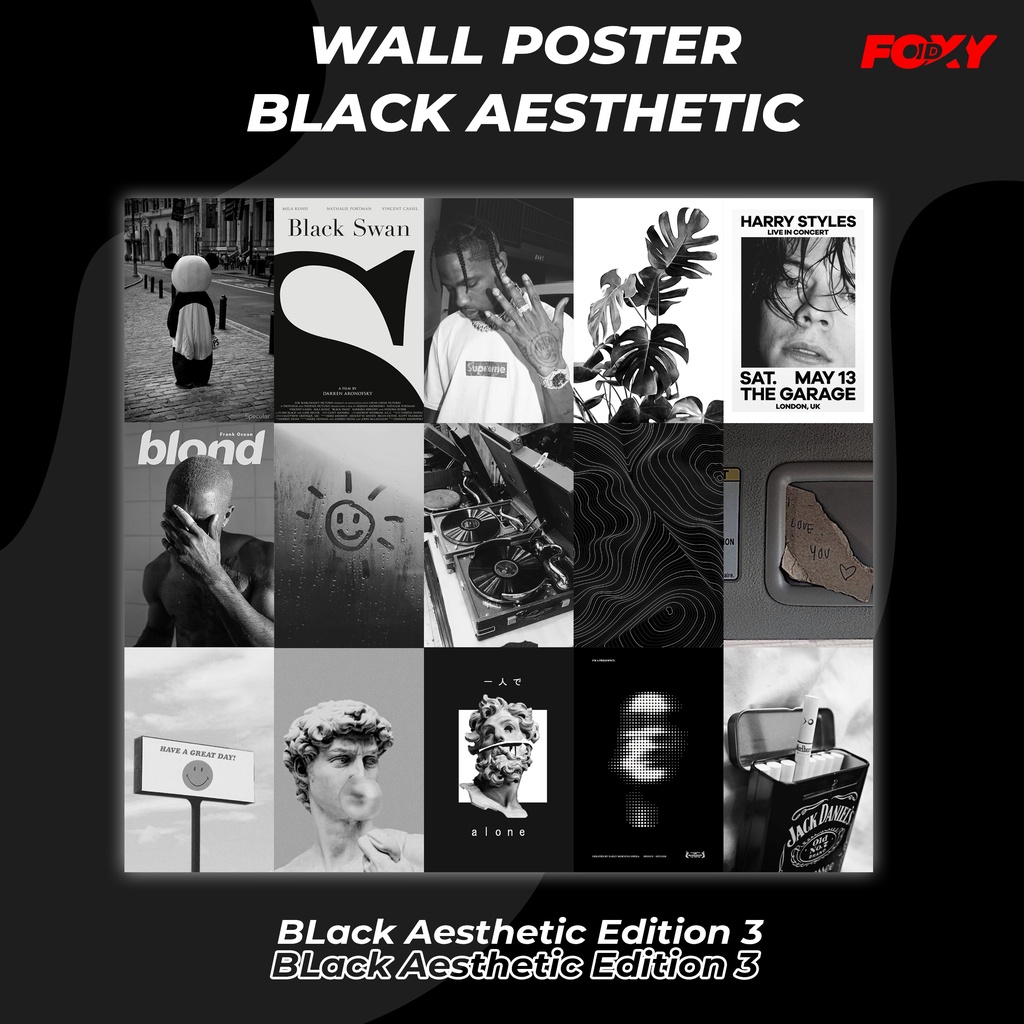 Jual (15 Pcs) POSTER BLACK AESTHETIC WALLPAPER EDITION 3 | Shopee Indonesia