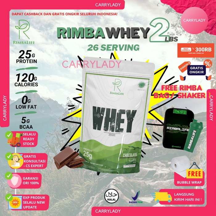 Jual RIMBALIFE WHEY PROTEIN 900 GRAM 2 LBS RIMBAWHEY 2LBS BPOM HALAL