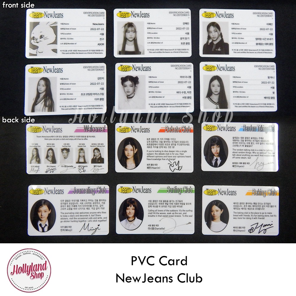 Jual Kartu ID ( PVC Card ) Kpop NewJeans New Jeans Identification Card Team Profile Club