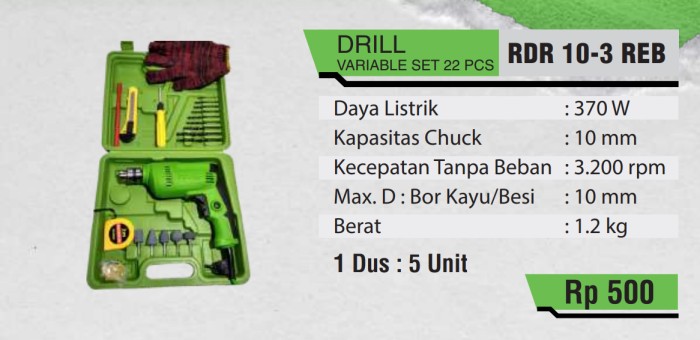 Jual Bor RYU 10mm Set RDR 10-3 REB Besi Kayu Koper 10 mm RDR10-3REB ...