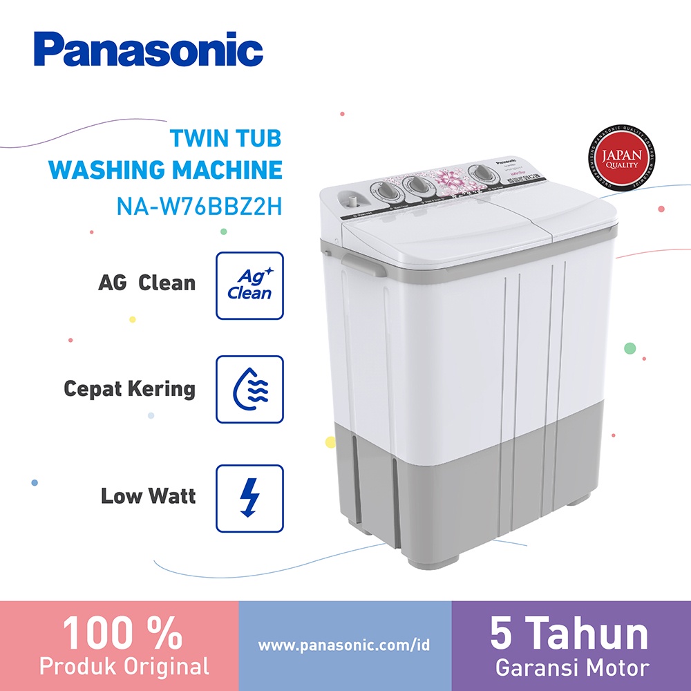 Jual Panasonic NA-W76BBZ2H Mesin Cuci 2 Tabung Low Watt [7 Kg] - Light ...