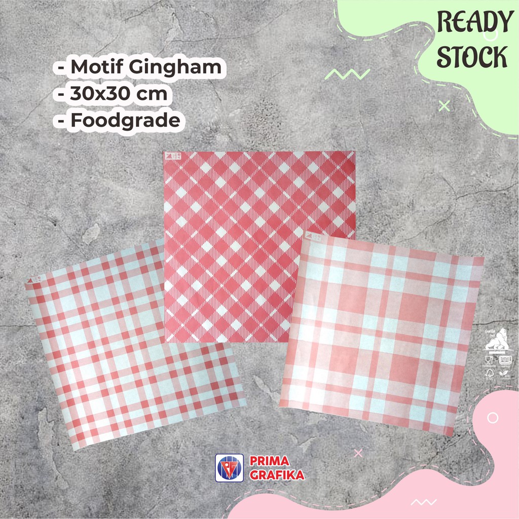 Jual READY STOCK Kertas Roti Motif GINGHAM Foodgrade - Wrapping Paper ...