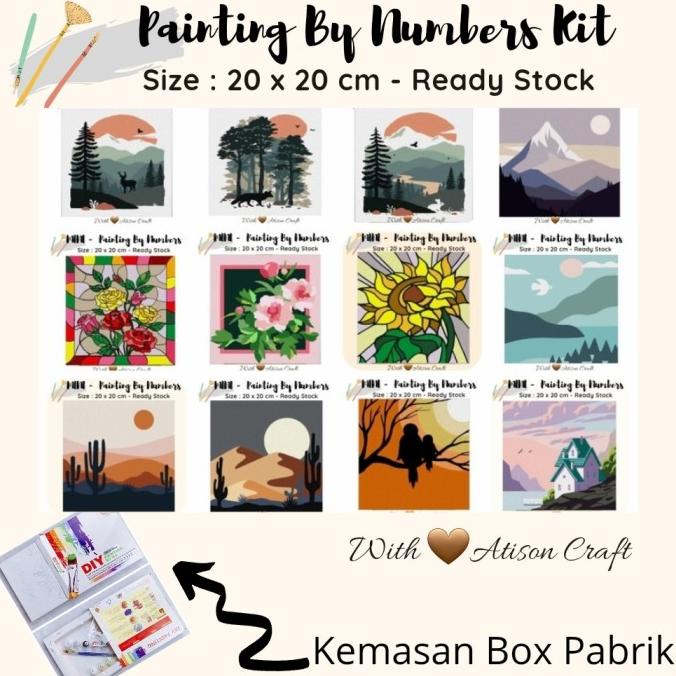 Jual MINI PAINT BY NUMBERS KIT 20 X 20 CM WITH FRAME dan BOX PABRIK