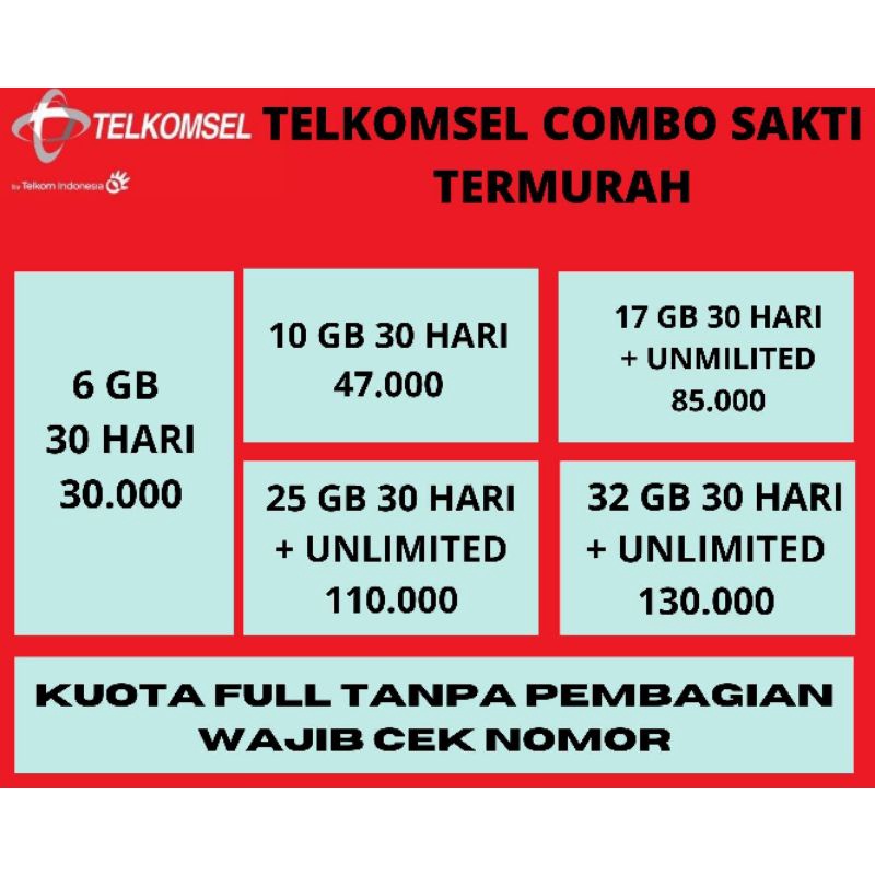 Jual Paket Data Atau Kuota Telkomsel Combo Sakti Unlimited Proses