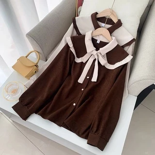 Vallina Outfit - Ceria Top Blouse Sailor Neck Plained Premium Baju Atasan Remaja Wanita Muslim Korean Style