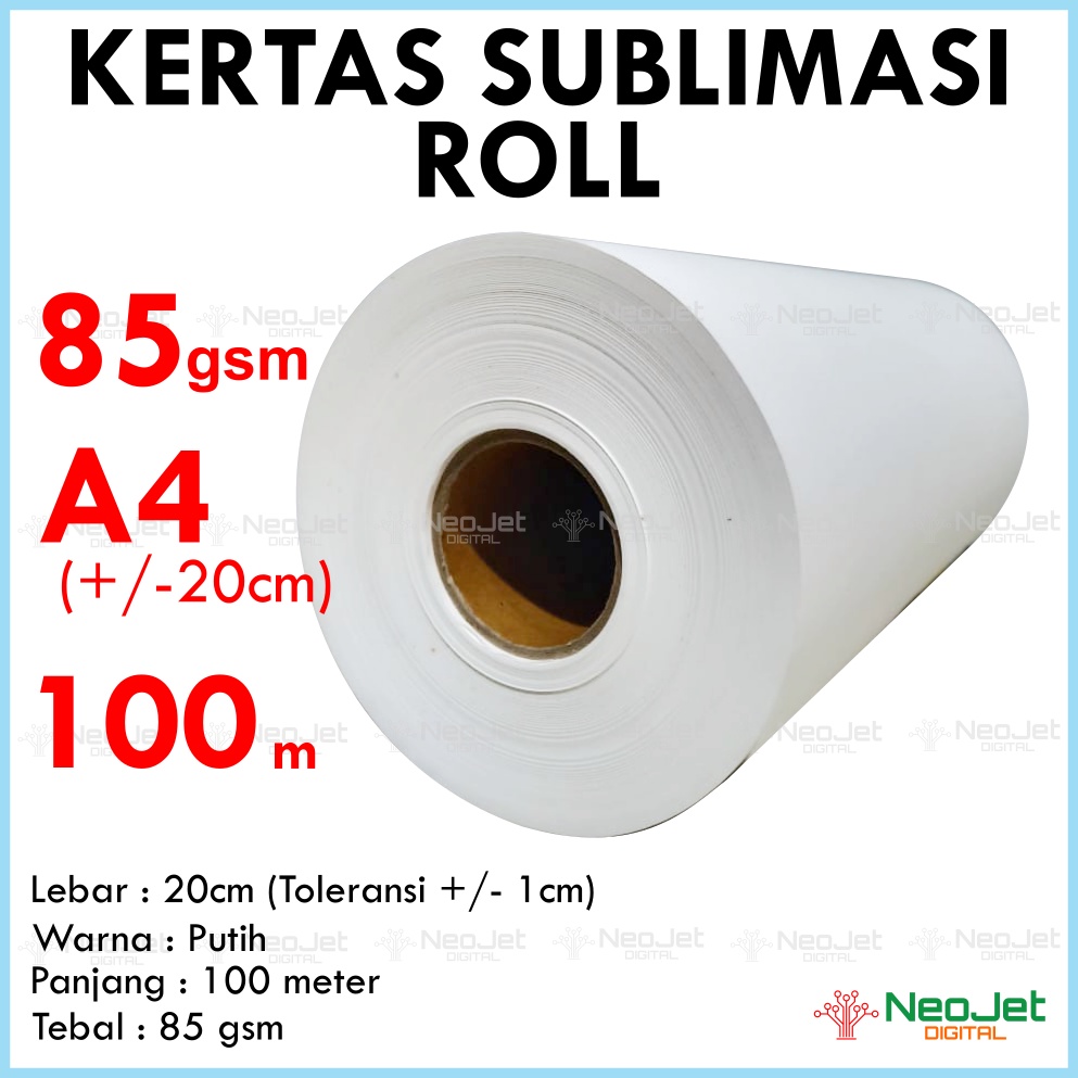 Jual Kertas Sublim Sublimasi 85 Gsm Transfer Paper Roll Lebar 20 Cm A4