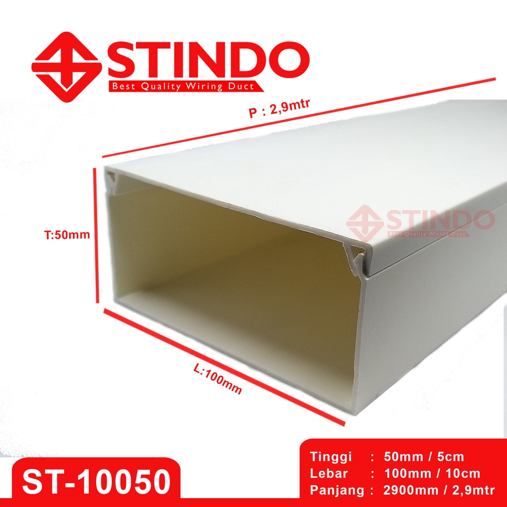 Jual kabel duct wiring duct trunking 100x50 panjang 2 9mtr stindo