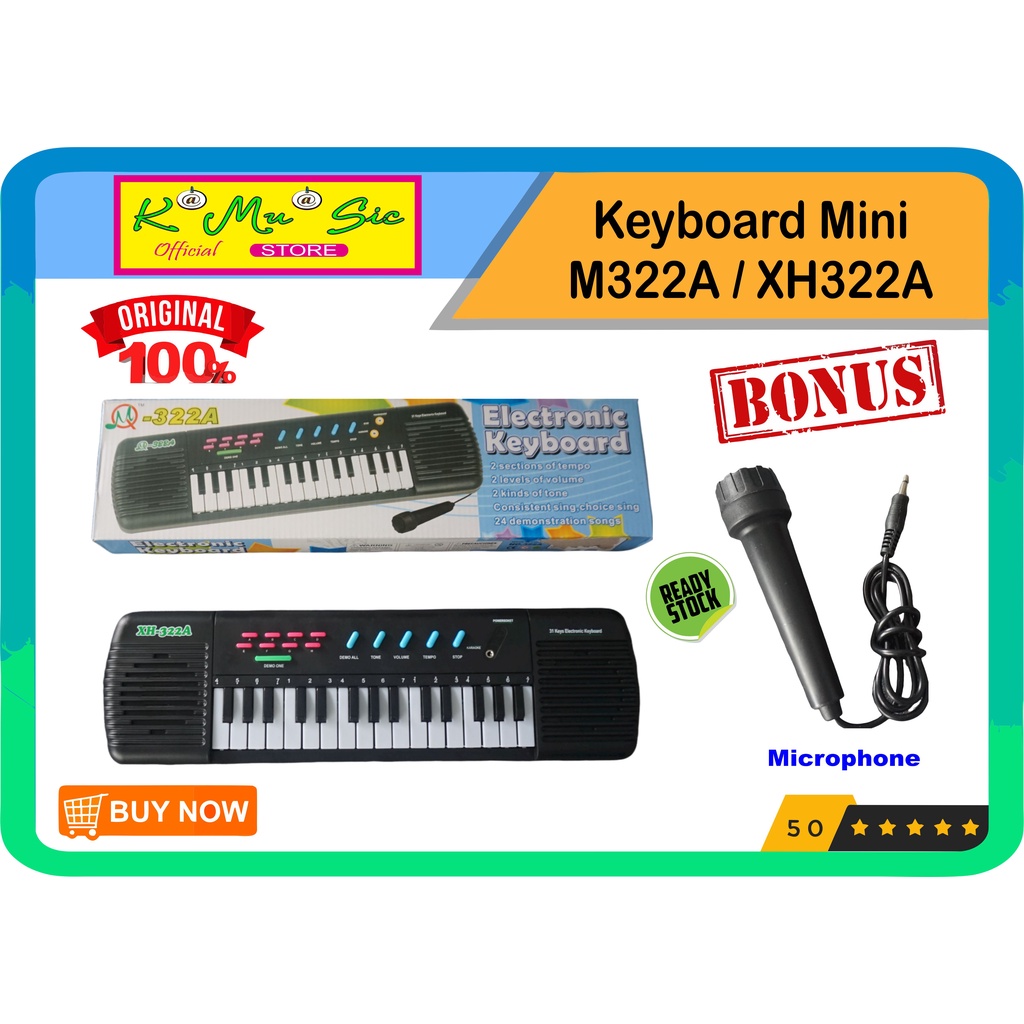 Jual Original keyboard M 322A XH 322A piano anak latihan not angka