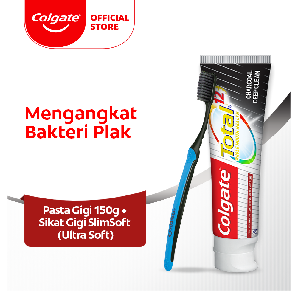 Jual Colgate Total Charcoal Deep Clean Toothpaste 150g + SlimSoft ...