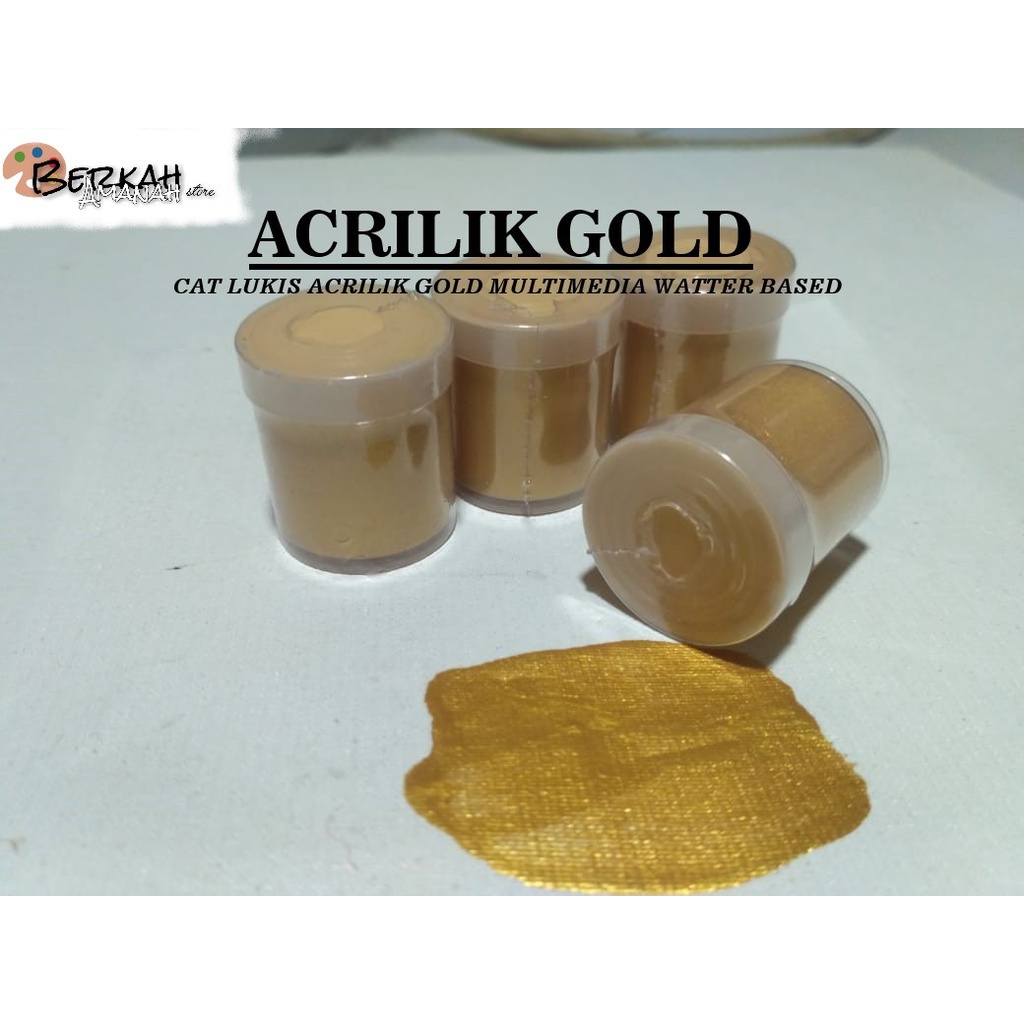 Jual Cat Lukis Akrilik Metalik Warna Gold & Silver / Acrylic Paint Metallic  - Gold Bronze, 5ml - Jakarta Barat - Little Kreate